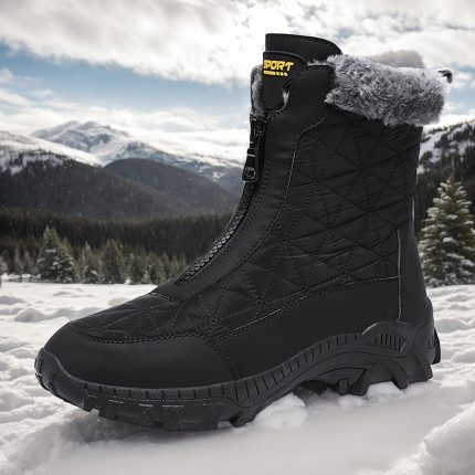 Women'S Outdoor Snow Boots, Warm Fashion Mid-tube Zipper Boots