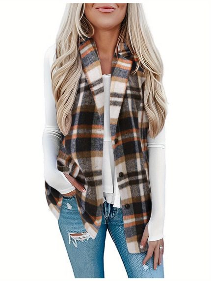 Women'S Lightweight Plaid Cardigan Jacket - Casual Long Sleeve, Button-Up, Black & White Checkered Pattern, Soft Flannel Fabric, Perfect for Springu002FFall, Casual Wear Jacket | Checkered Pattern Jacket | Buttonup Cardigan