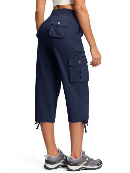 Cargo Capri Pants For Women Lightweight Quick Dry 50+ Summer Capris With 8 Pockets For Travel Casual